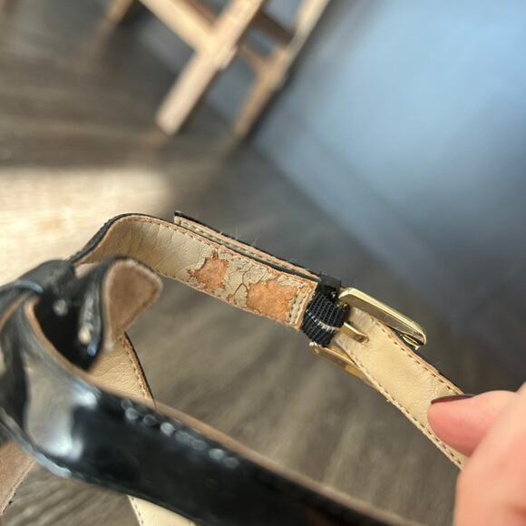 Michael Kors Gabriella Black Patent Leather Espadrille Wedges Platform Sandals - Picture 14 of 16